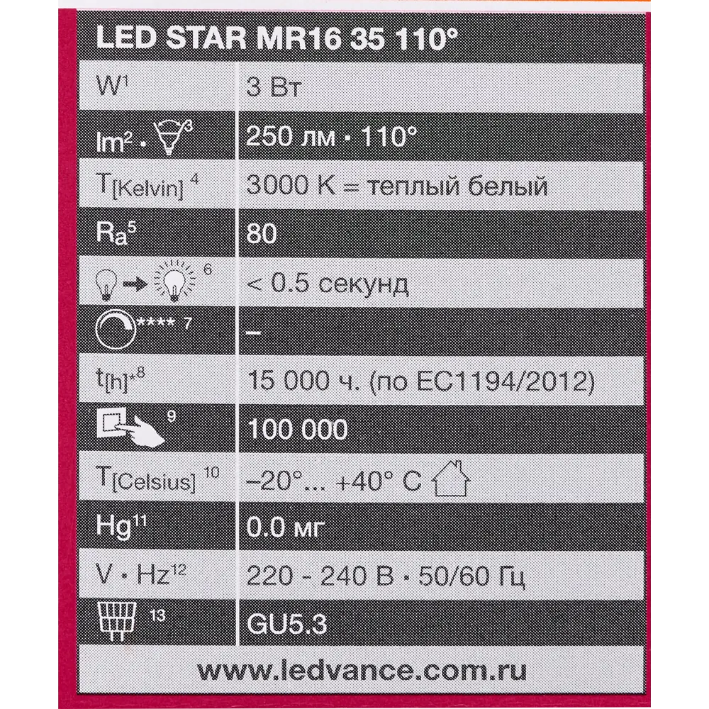 Лампа светодиодная Osram спот GU5.3 3 Вт 250 Лм, свет тёплый 18558889 STLM-2038746  - Вид №3