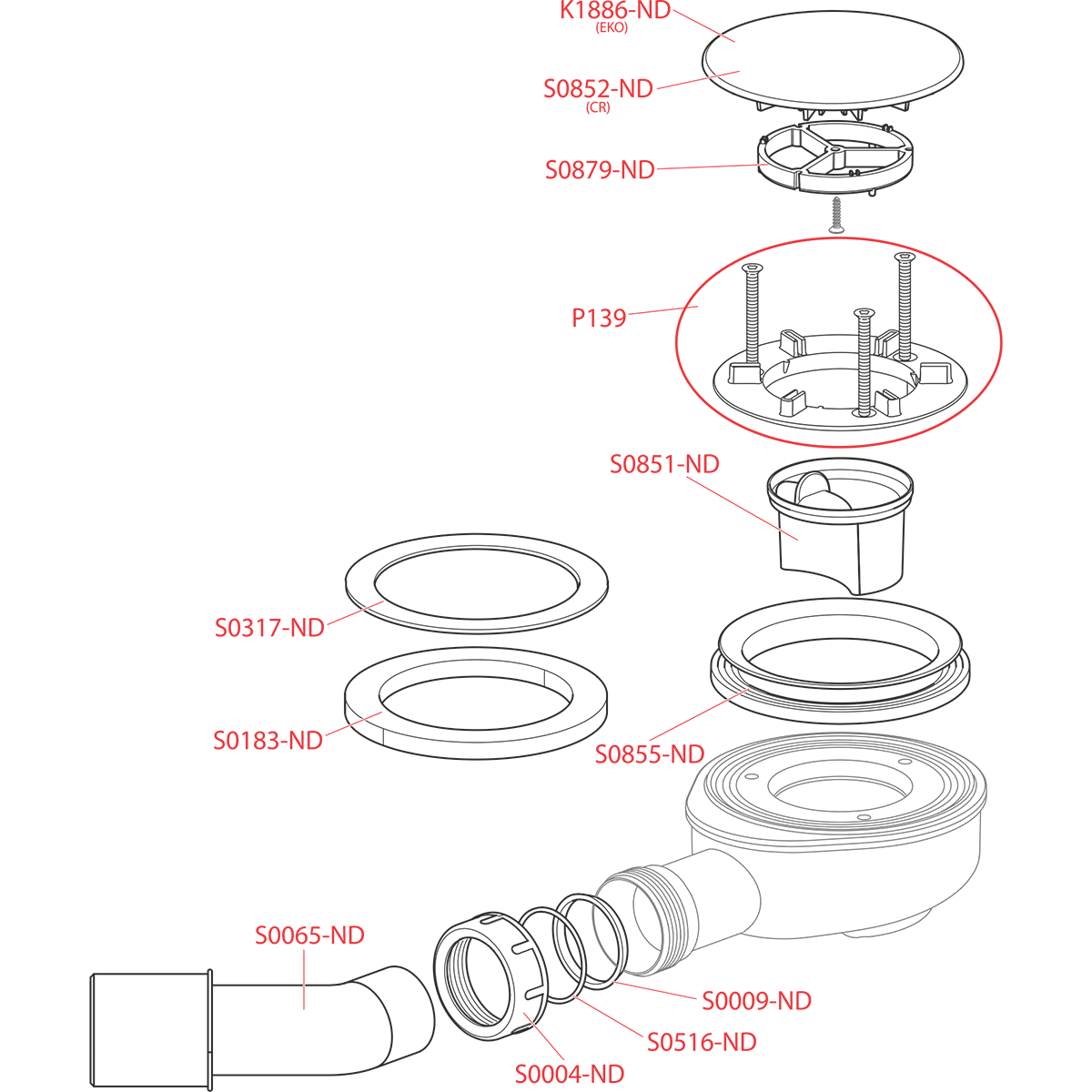 Сниженный сифон для толстостенного душевого поддона, хром ALCAPLAST A492CR - Вид №1