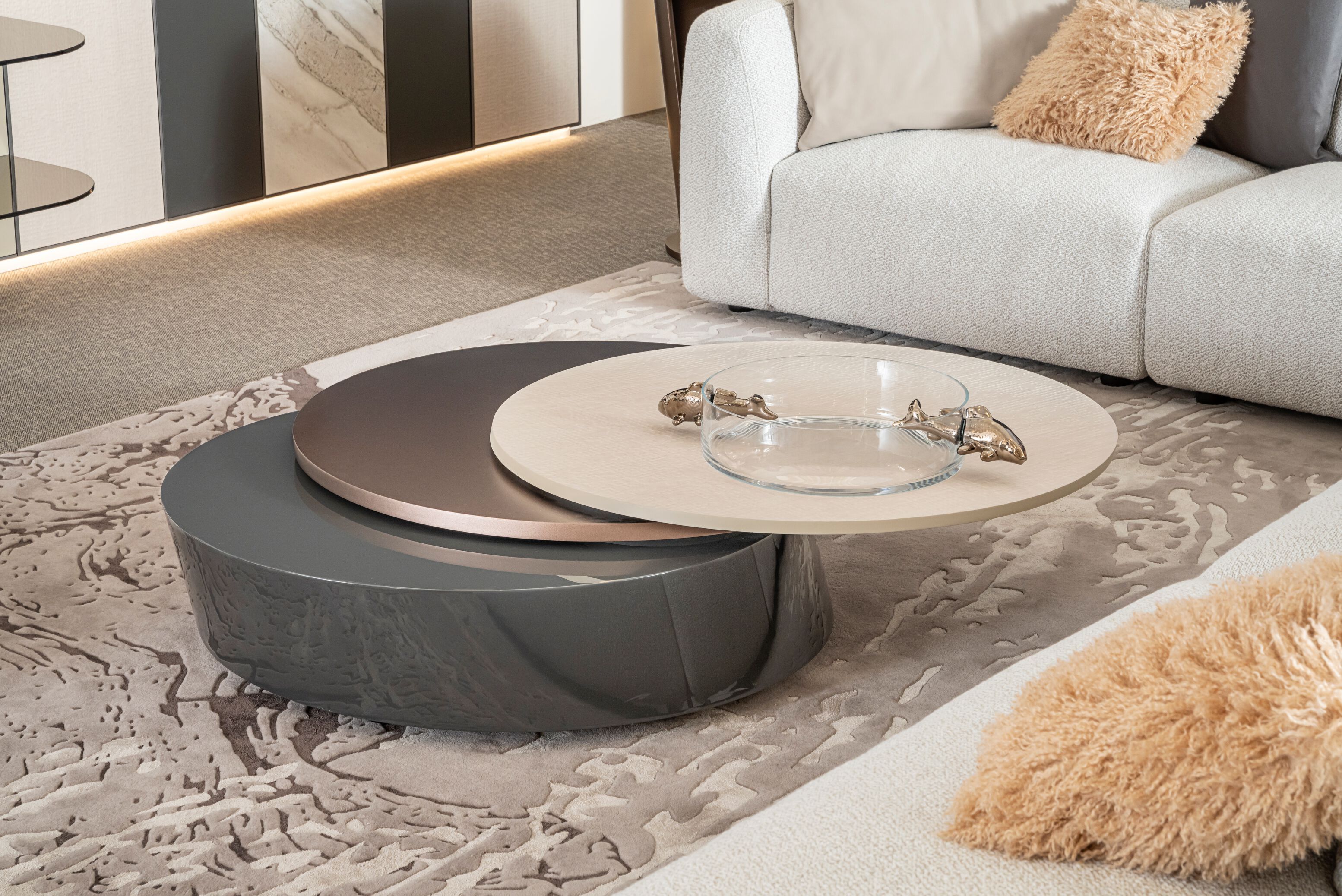 Деревянный круглый вращающийся журнальный столик Bizzotto Italia Aequilibrium ARCH-00112147 - Вид №1