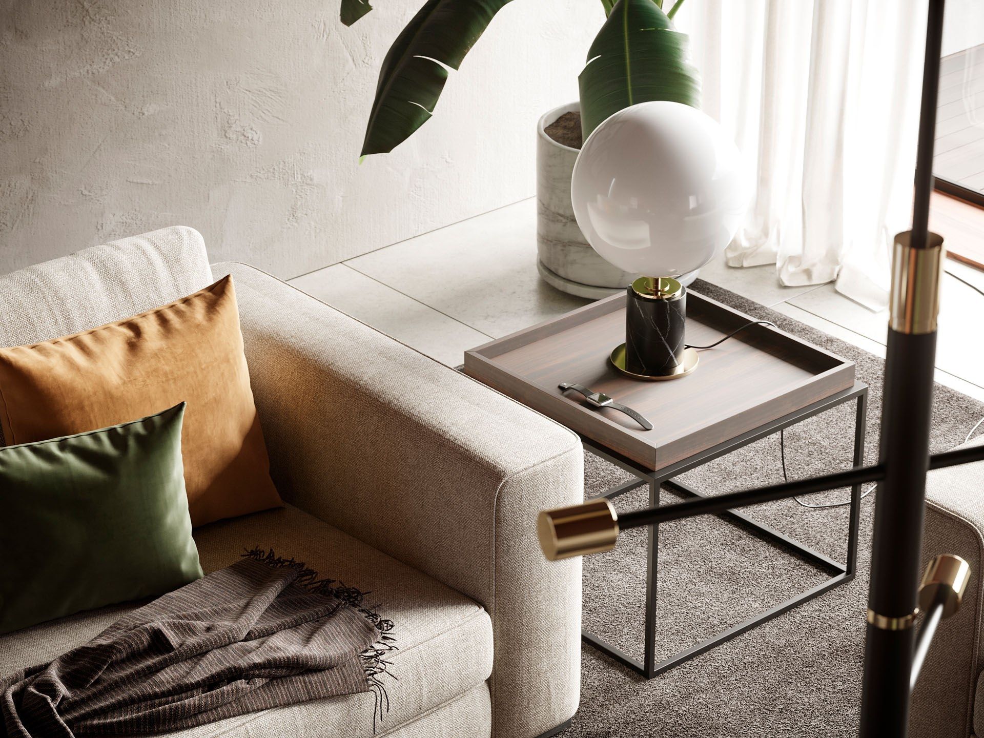 3-местный тканевый диван Laskasas серый ARCH-00033879 - Вид №7