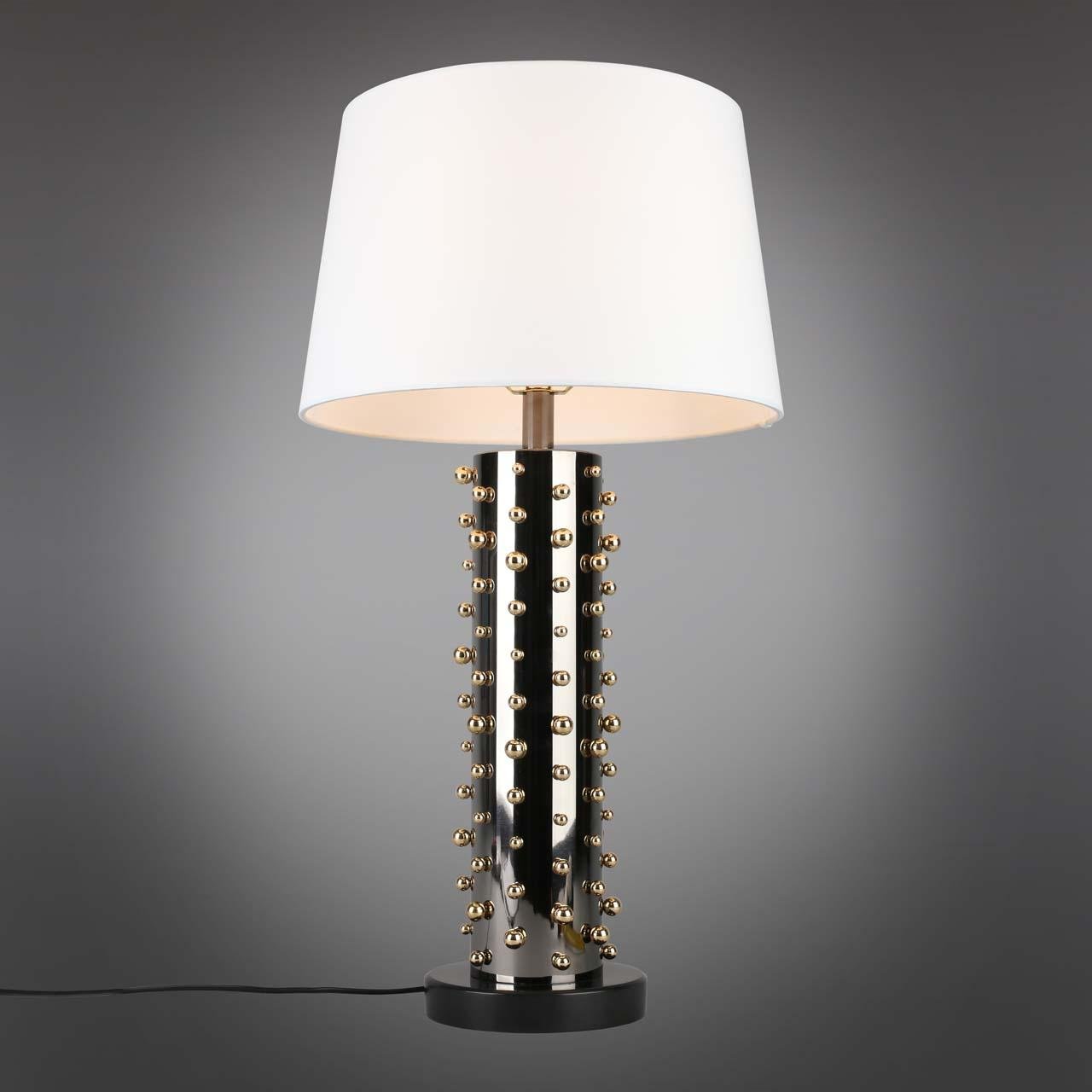 Настольная лампа черная с золотом и белым абажуром Valsolda OML-83904-01 OMNILUX ИНТЕРЬЕРНЫЕ 00-3834834 Белый;черный  - Вид №3
