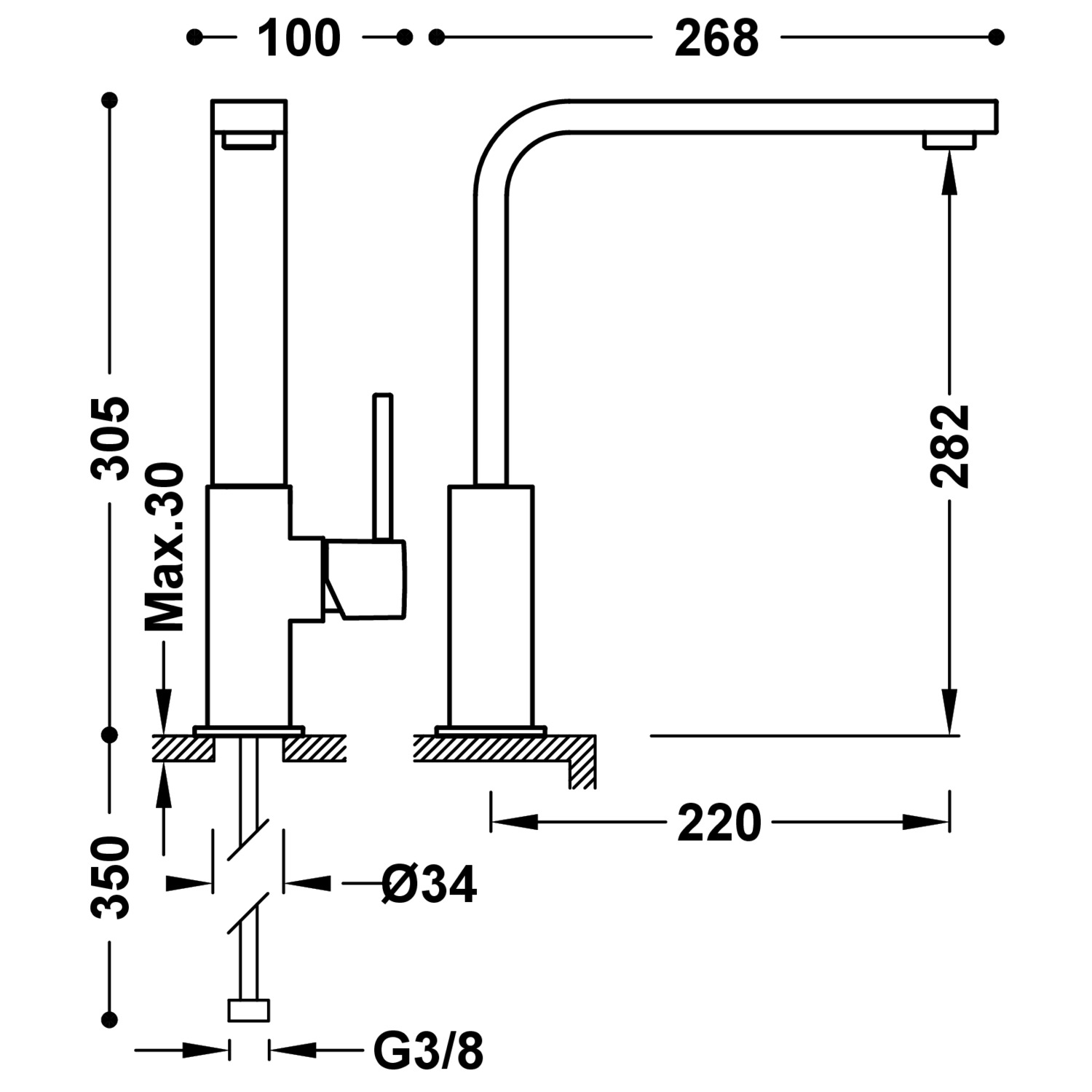 Кухонный смеситель с одной ручкой для кухни-130496 TRES Kitchen - Вид №1