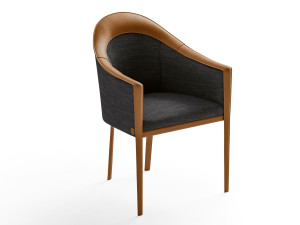 Кожаный и тканевый стул с подлокотниками