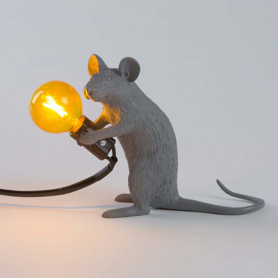 Светильник настольный Mouse Lamp Sitting, серый Seletti 14939 - Вид №2