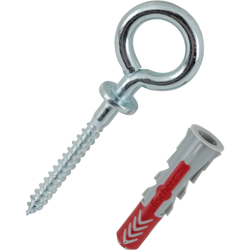Дюбель для всех типов стен Duopower 8x40 мм крюк-кольцо цвет серый/красный 2 шт FISCHER STLM-2043312 - Вид №1