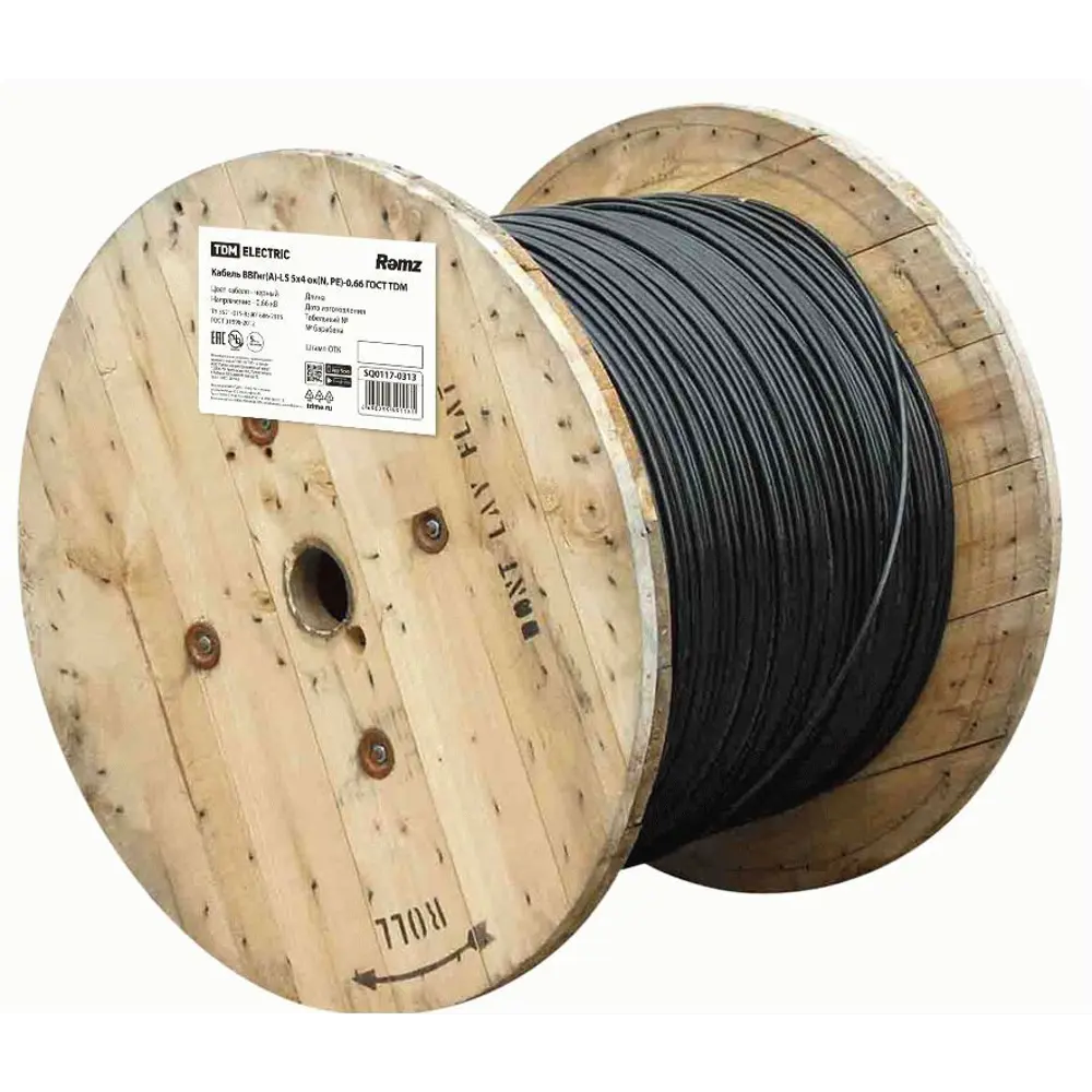 Кабель ВВГнг(А)-LS 5x4 на отрез ГОСТ цвет черный TDM ELECTRIC STLM-2094056 - Вид №1