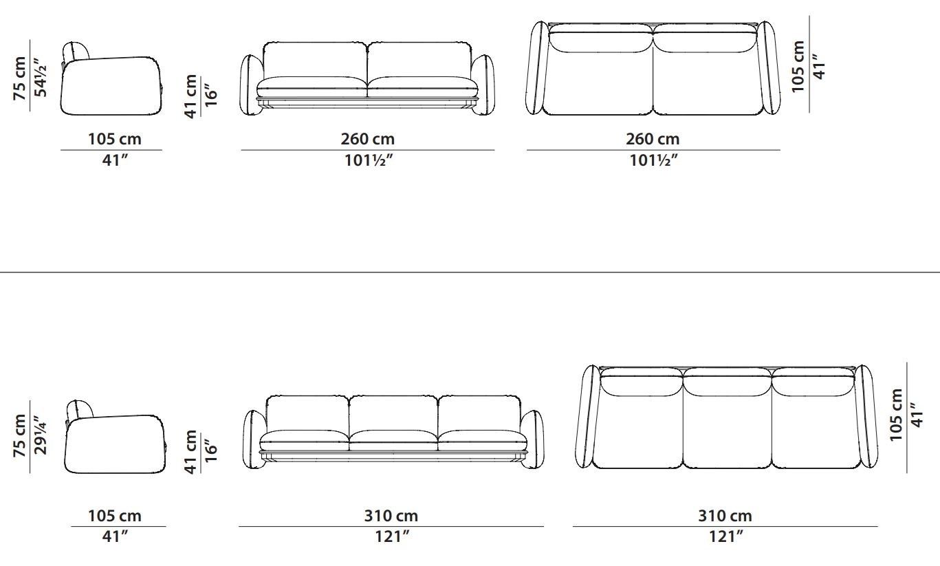 Кожаный линейный диван Baxter Brigitte ARCH-00112039 - Вид №7