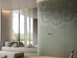 Акустическая распашная стена заподлицо двери