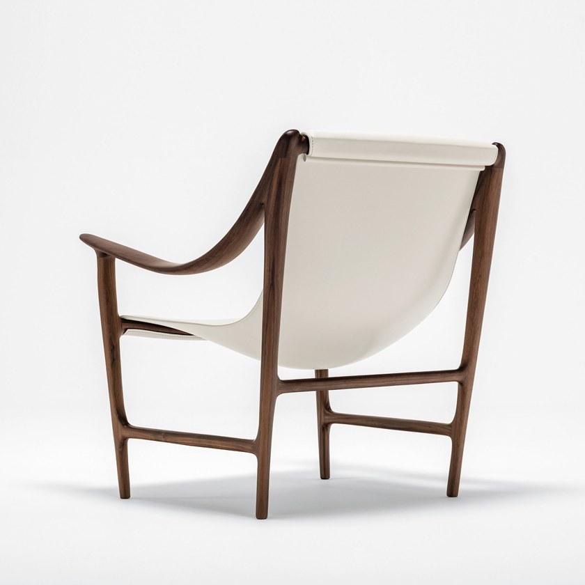 Giorgetti Кресло из орехового дерева и кожи с подлокотниками sun-id-1385403 - Вид №1