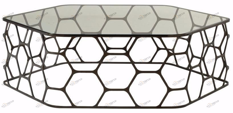 Roche Bobois Журнальный столик из стали и стекла sun-id-1468431