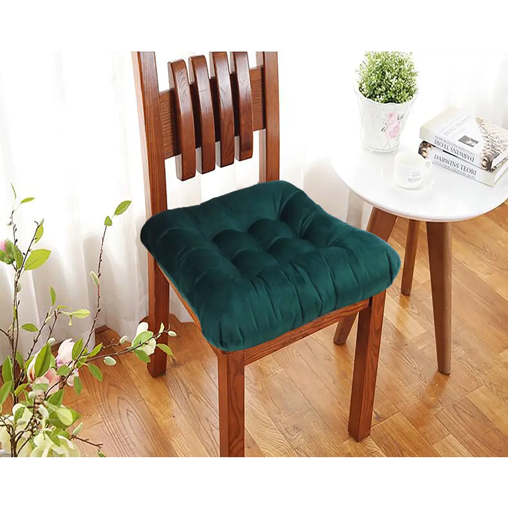 Подушка для стула Бархат 40x36x6 см цвет изумруд LINEN WAY STLM-2017052 - Вид №3