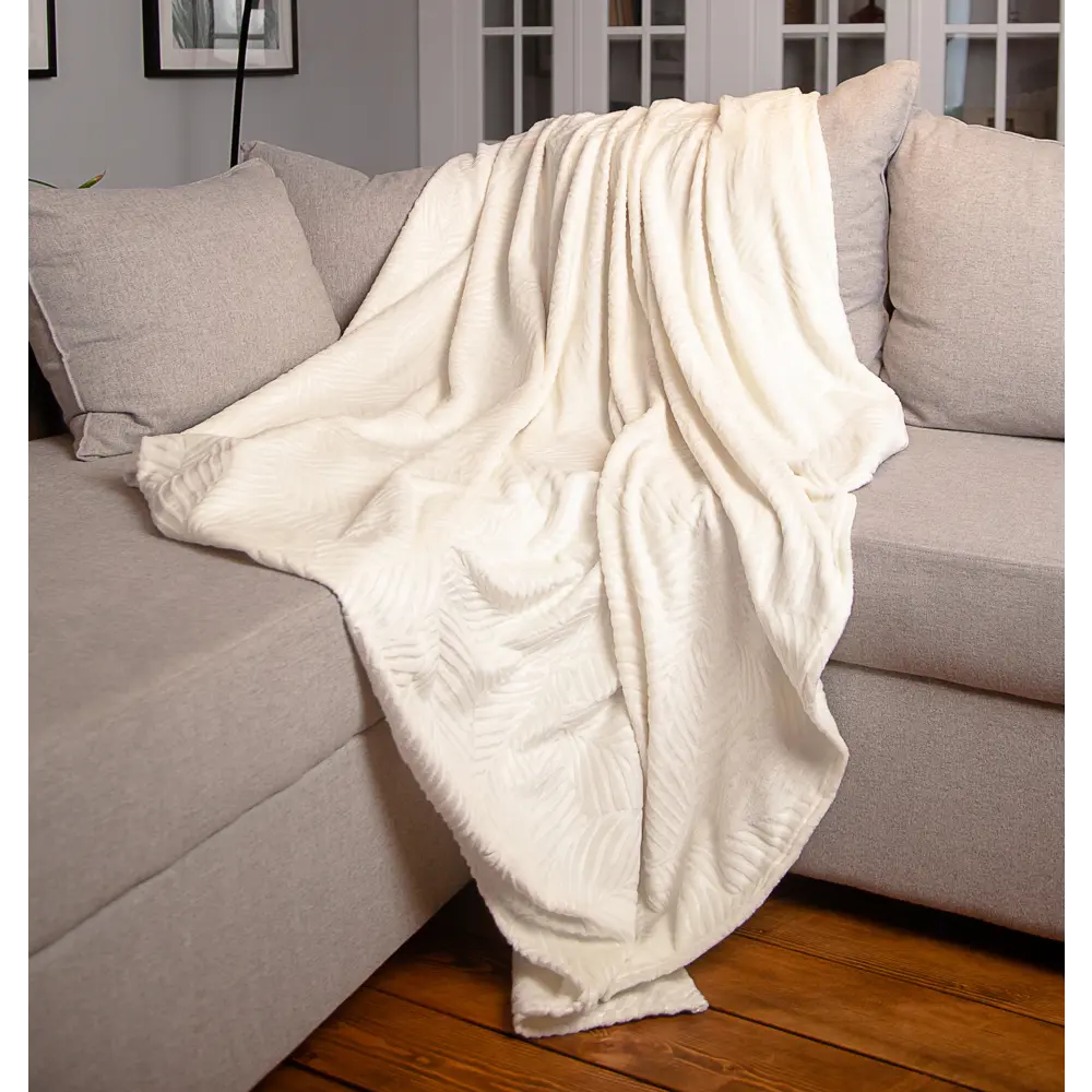 Плед Сlassic Leaves 180x200 см фланель цвет кремовый Ardenza Весеннее промо STLM-2157389 - Вид №4