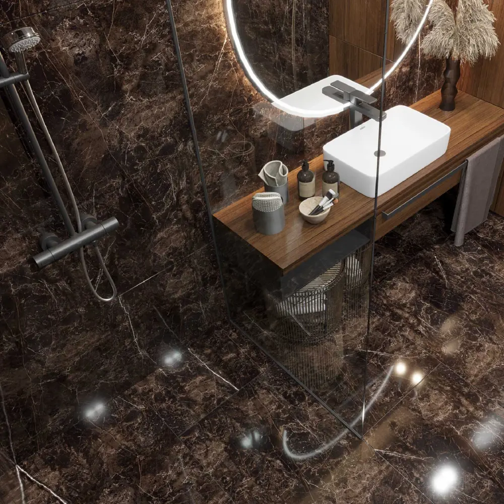 Керамогранит Onlygres Marble MOG401 60x120 см 2.16 м² полированный цвет коричнево-черный Santreyd STLM-2101378