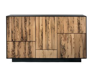 Шкаф из массива дерева и планки с железной рамой