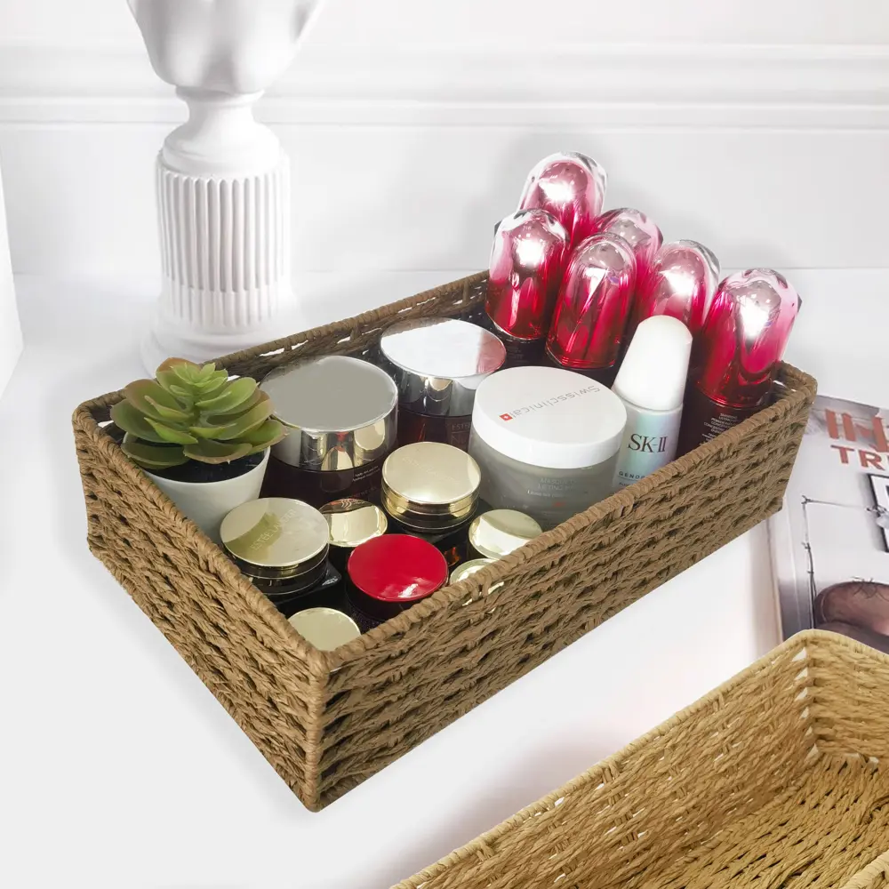 Корзина для хранения 30x8x18 см бумага цвет коричневый SPACEO Kub STLM-2098334 - Вид №5