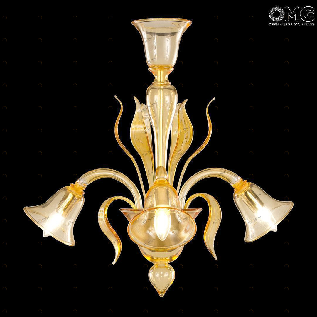 4179 ORIGINALMURANOGLASS Люстра Янтарная калла на 3 лампочки - муранское стекло OMG  см 