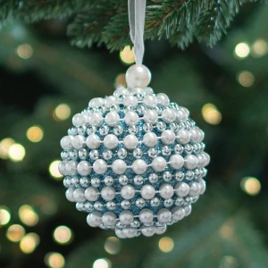 Елочный шар KREAFORTA с бисером голубой ø8 см 89420661
