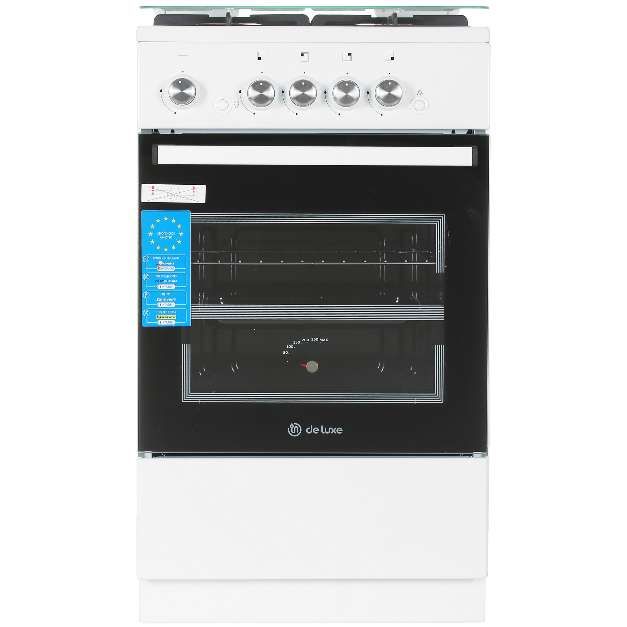8187178 Газовая плита De Luxe 5040.32Г (КР) ЧР белый STDN-0118375