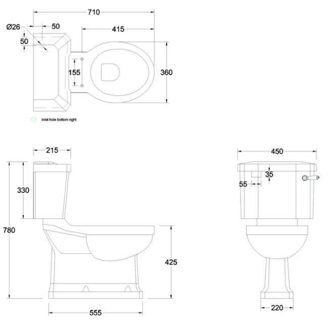 Туалет в оконном шкафу с напольной внешней кассетой Burlington TRAP ARCH-00149445 - Вид №4