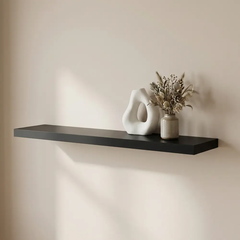 Настенная полка KONSENSA 100x23.5 см со скрытым креплением МДФ цвет черный STLM-2016036