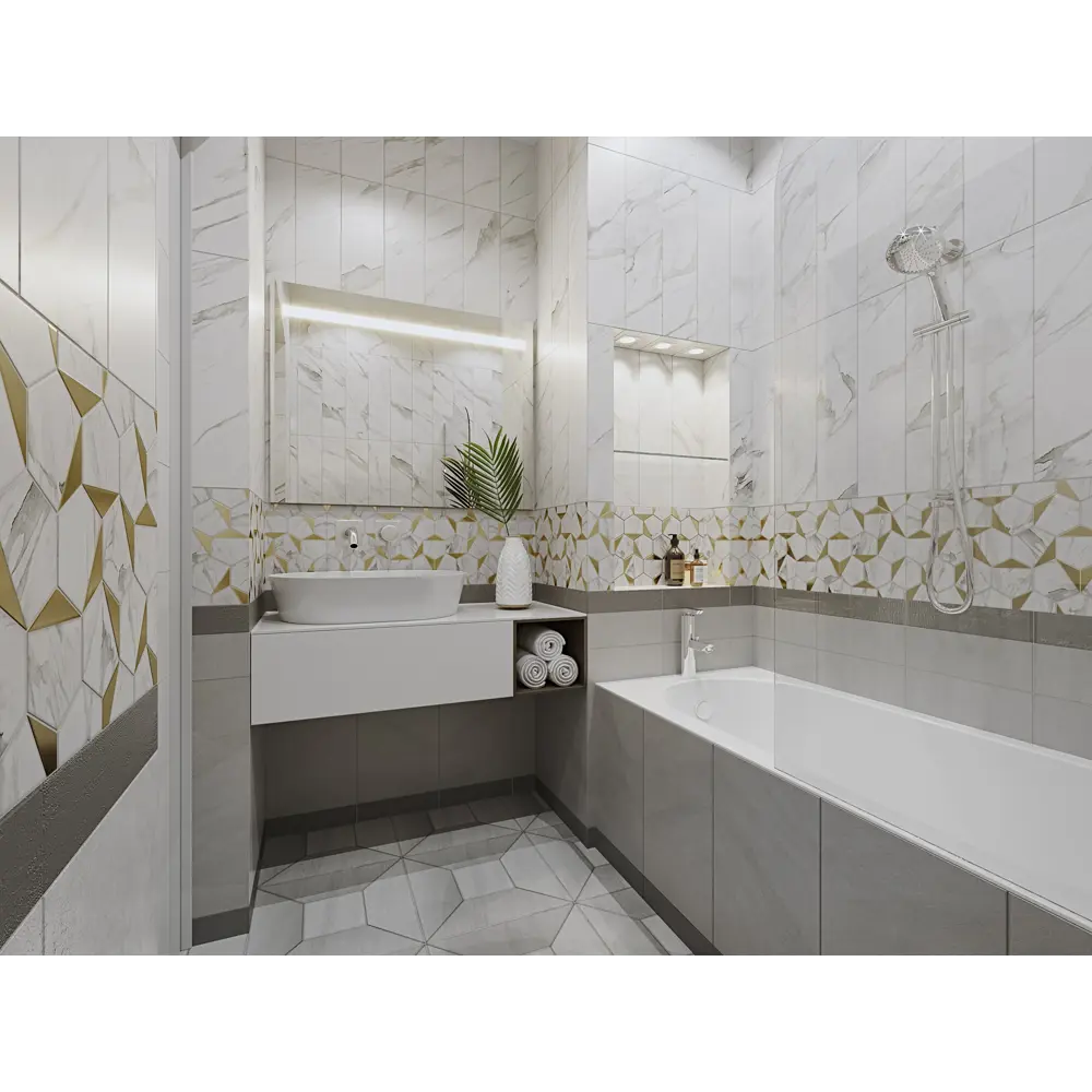 Керамогранит Teo 25х7.5 см 0.79 м² цвет серый глянцевый BELANI STLM-2175787 - Вид №4