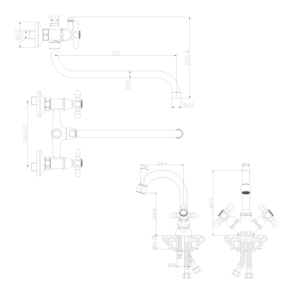 Набор смесителей 2 в 1 SET02-50 Santreyd Rossinka Silvermix STLM-2033423 - Вид №1