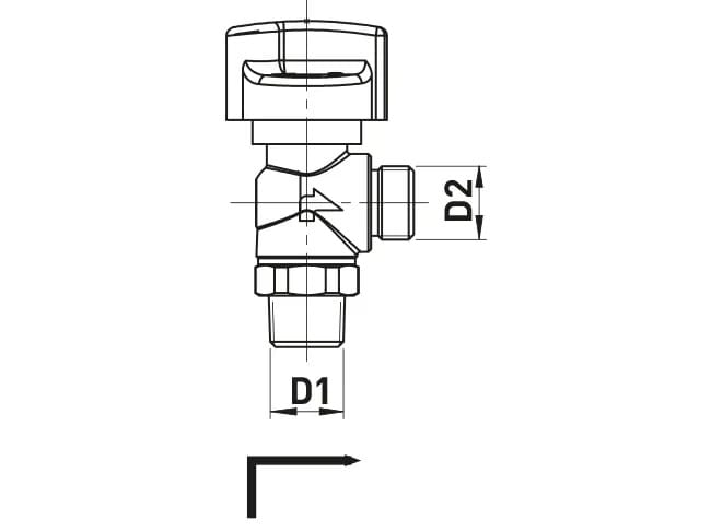 Клапан 90° с резьбой Firebag® для газовых приборов и шлангов TECO G2 ARCH-00125908 - Вид №2