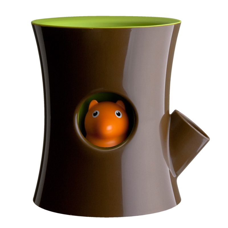 Горшок самополивающийся Log&Squirrel коричневый-зеленый Qualy QL10075BNGN - Вид №1