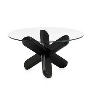 Стол Ding 40 x D75 см, прозрачное стекло-черный