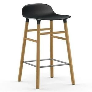 Барный стул Form с ножками из дуба 65 см, черный