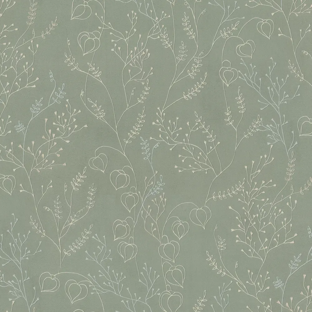 Флизелиновые обои Euro Decor Physalis зеленые с растительным рисунком 89426589 STLM-1567757 - Вид №1