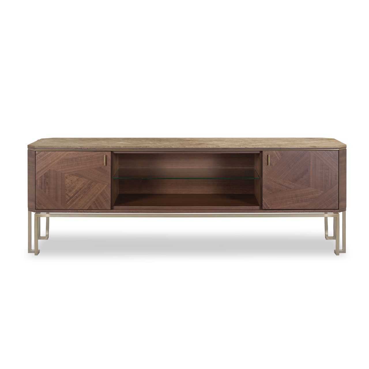 Деревянный шкаф для телевизора с распашными дверцами и мраморным верхом Hurtado Evolution ARCH-00051178 - Вид №2