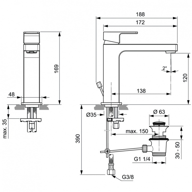 A7106AA Смеситель для раковины Ideal Standard EDGE - Вид №8