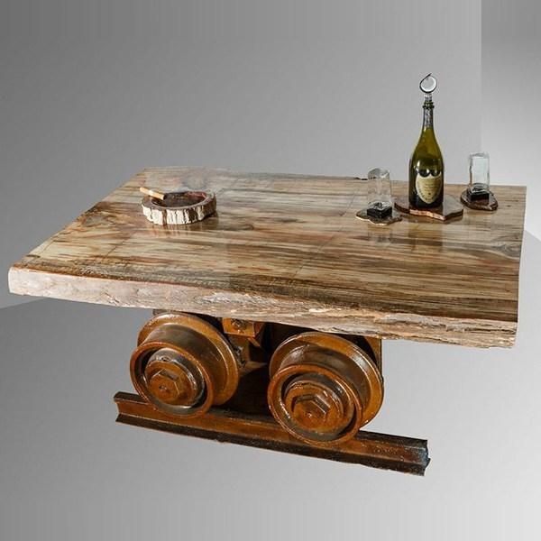 ANTICO TRENTINO Низкий круглый журнальный столик из полимера Tavoli in legno pietrificato sun-id-1452581 - Вид №8