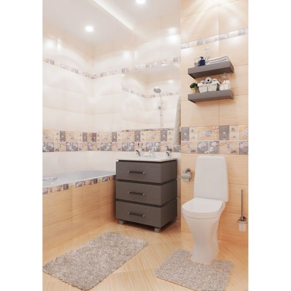 Шкаф зеркальный «Торонто» 60 см цвет серый Santreyd STLM-2210432 - Вид №3