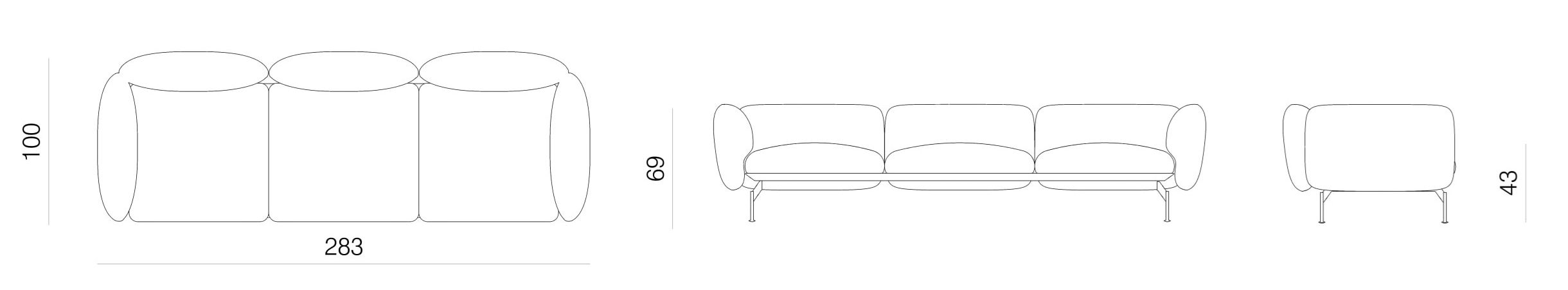 4-местный съемный тканевый диван prostoria Echo ARCH-00150898 - Вид №1