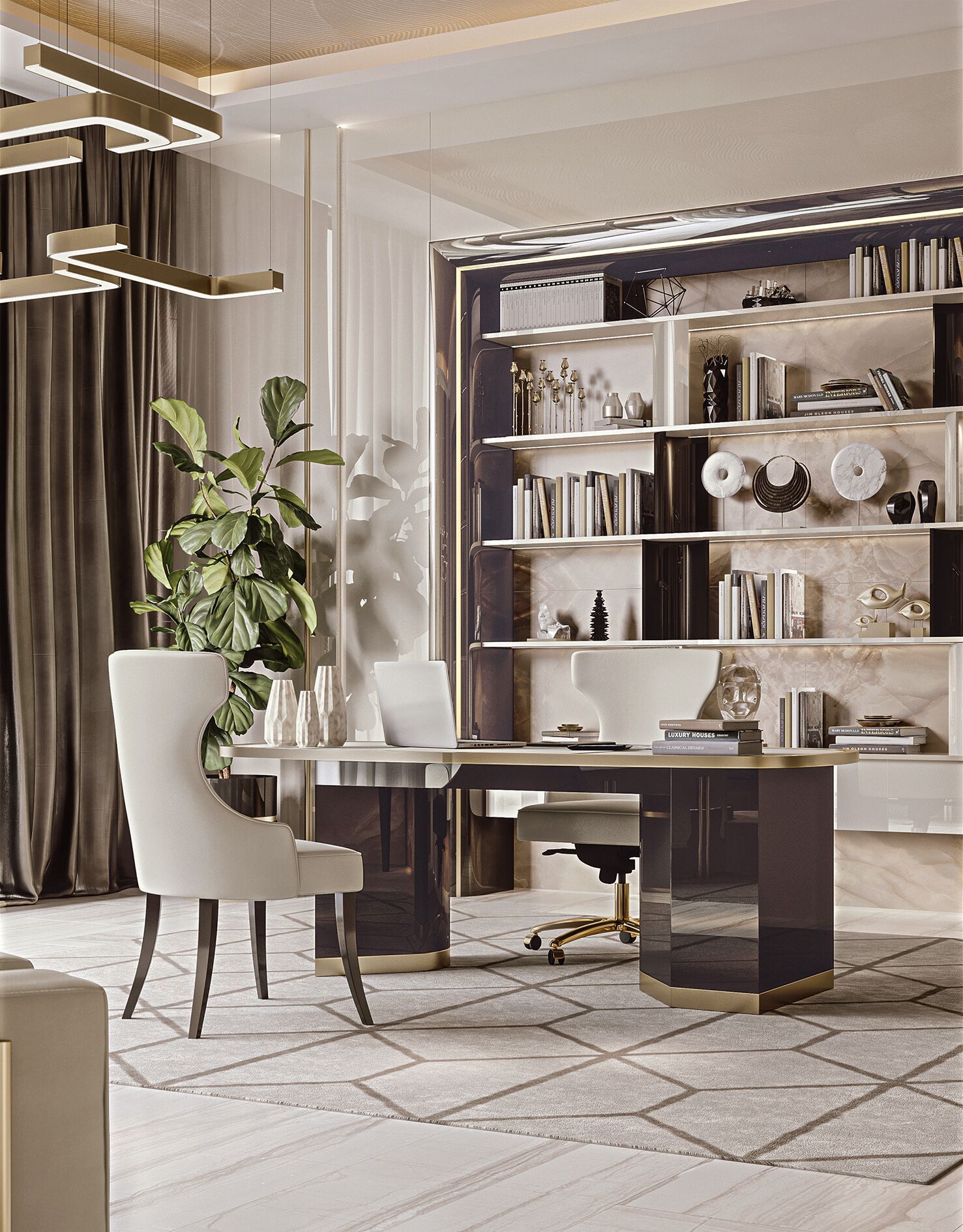 Кожаный деревянный стол с ящиками Bizzotto Italia Atmosphera ARCH-00087783 - Вид №3