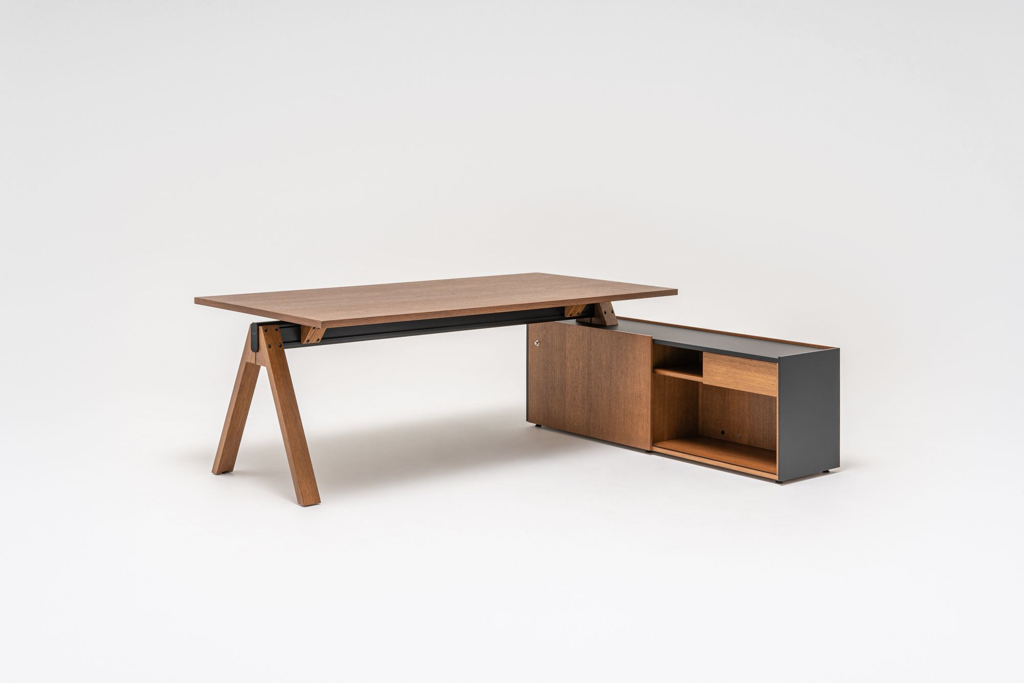 Деревянный угловой секционный стол со встроенной полкой MDD Viga ARCH-00080022 - Вид №18