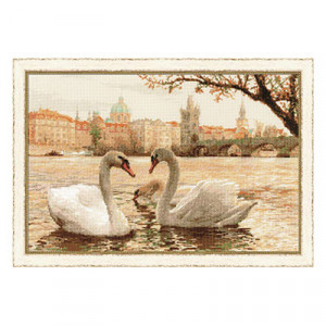 1364 Набор для вышивания Лебеди. Прага 45 х 30 см RIOLIS Сотвори Сама