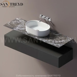 Agape ELL Подвесная столешница с возможностью установки 1-2 раковины. Размер: длина от 160 см до 180 см. Отделка: серый мрамор AELLN1MCC1618KD