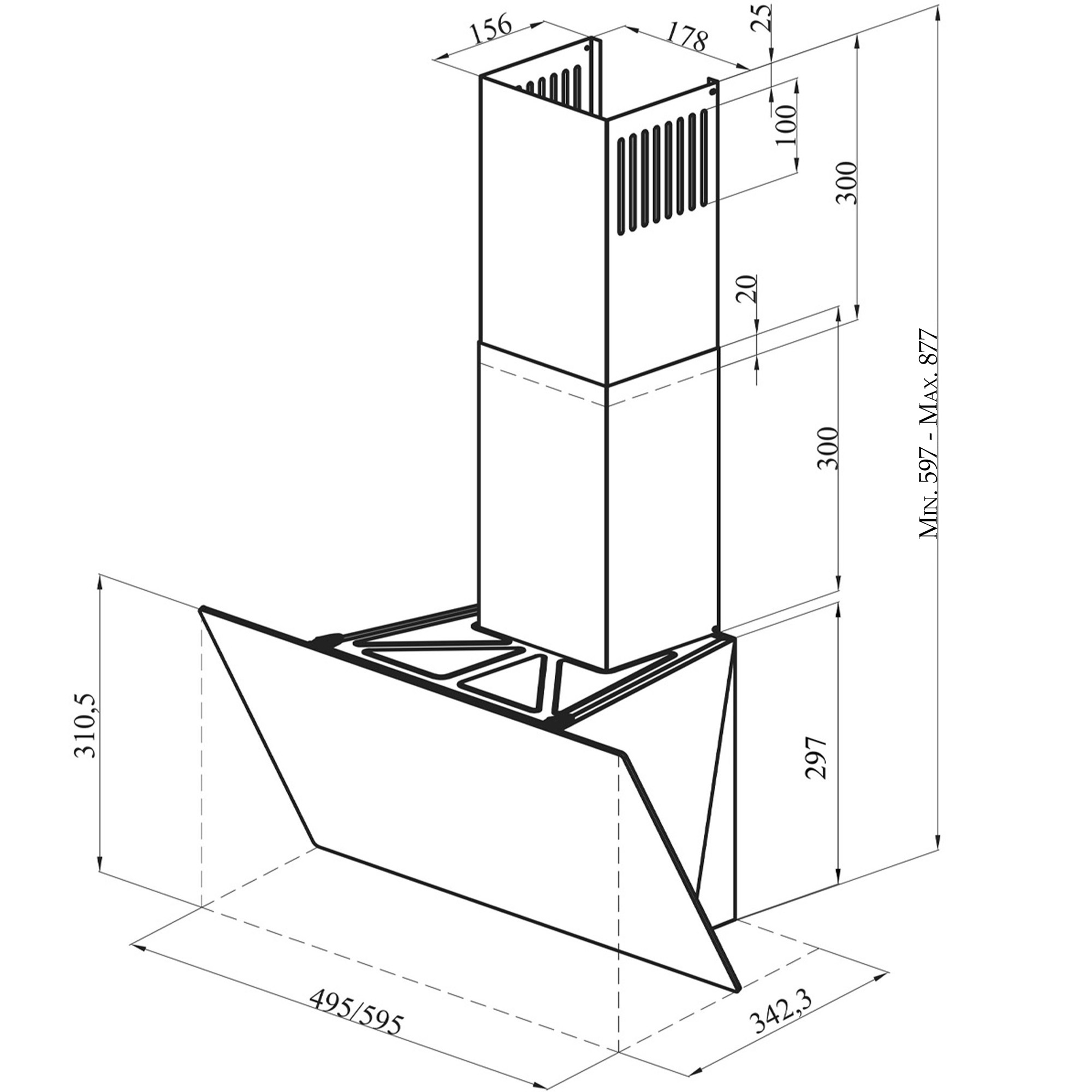8198294 Вытяжка наклонная Oasis NP-60W белый/белый STDN-0042519 - Вид №5