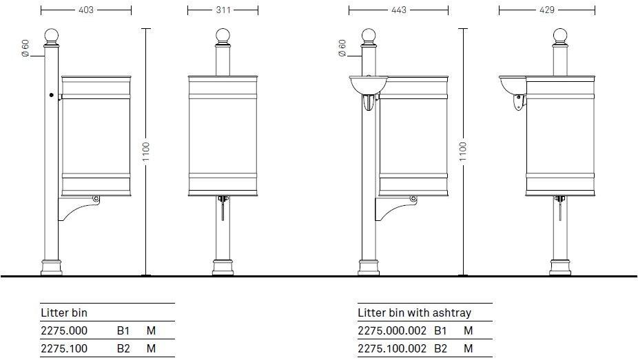Neri Урна для мусора с крышкой для улицы Melia 2274, 2275  - Вид №5