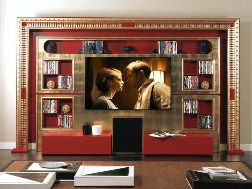 Vismara Design Оборудованная лакированная стена с тумбой под телевизор Classic sun-id-1379132 - Вид №5