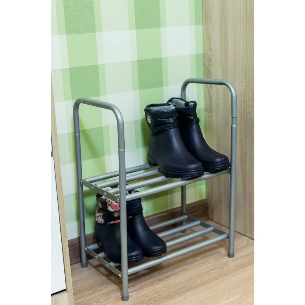 Этажерка для обуви Spaceo 53x47-79.5x29 см 2 полки металл цвет хром Полка раздвижная STLM-2083567 - Вид №8