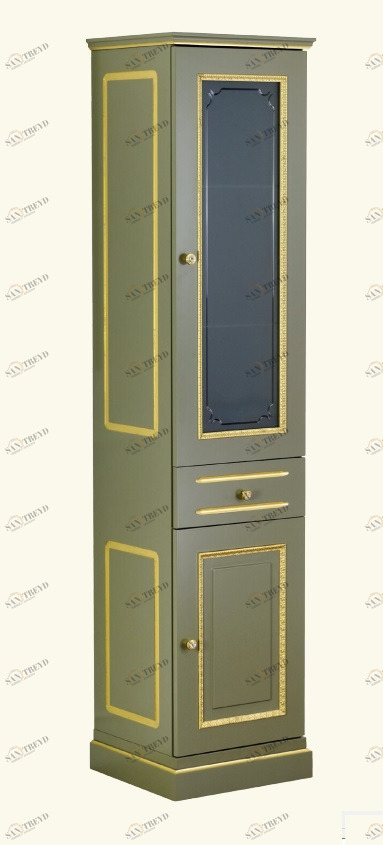 Пенал MIGLIORE Ravenna 44 см цвет олива/декор золото Ravenna-penal-oliva