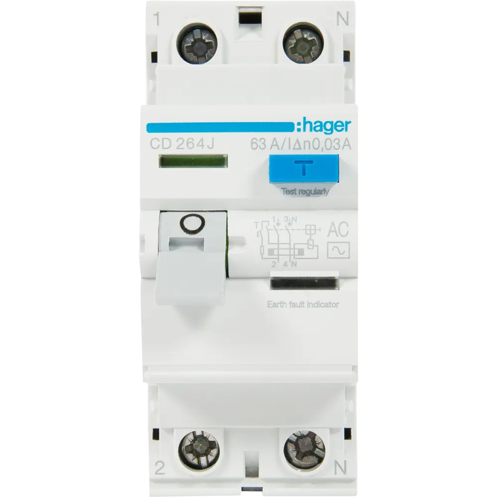 УЗО Hager CD264J 1P N 63 A 30 мА 6 кА AC STLM-2159858 - Вид №1