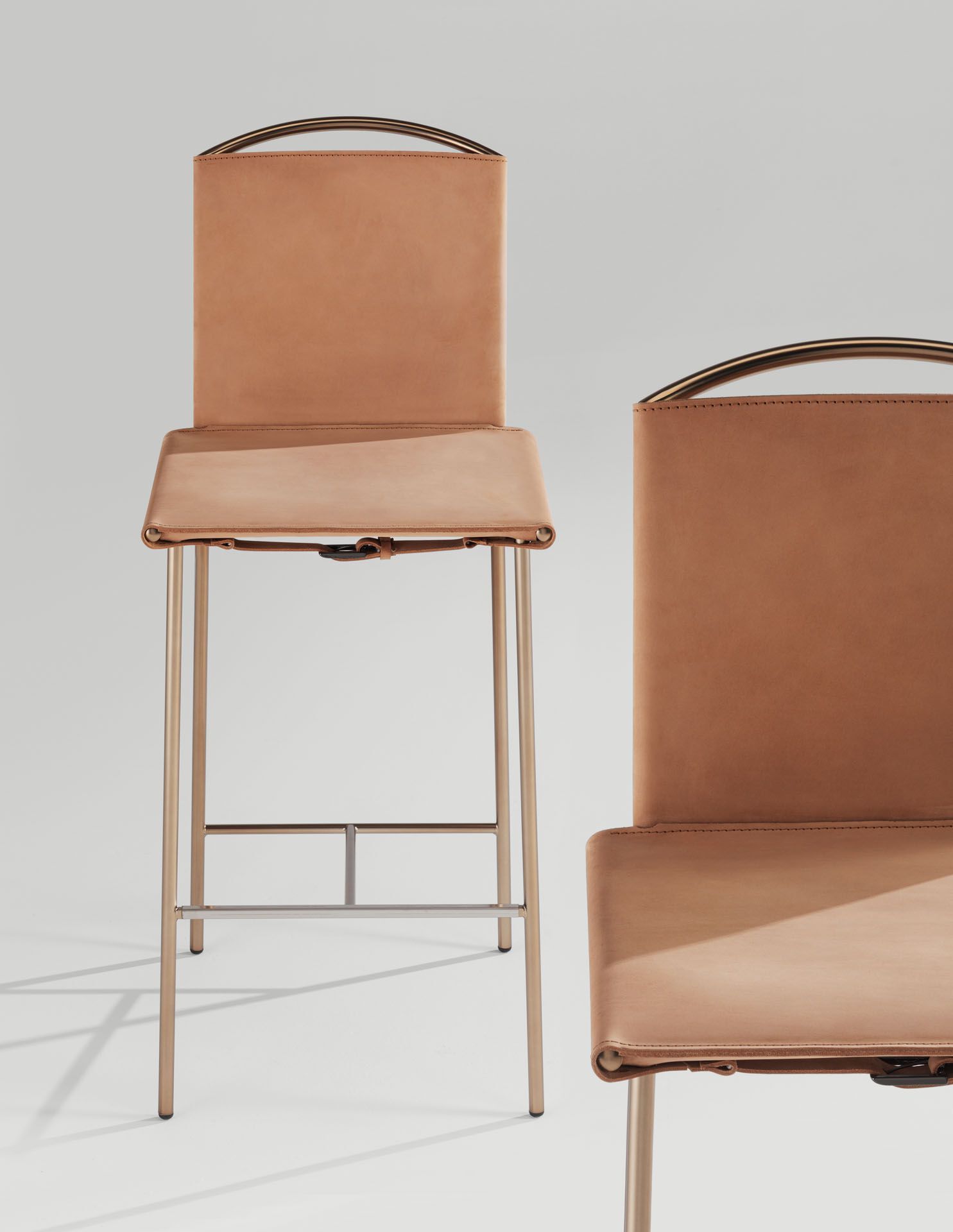 Высокий кожаный стул с подставкой для ног Midj Rem ARCH-00084828 - Вид №4