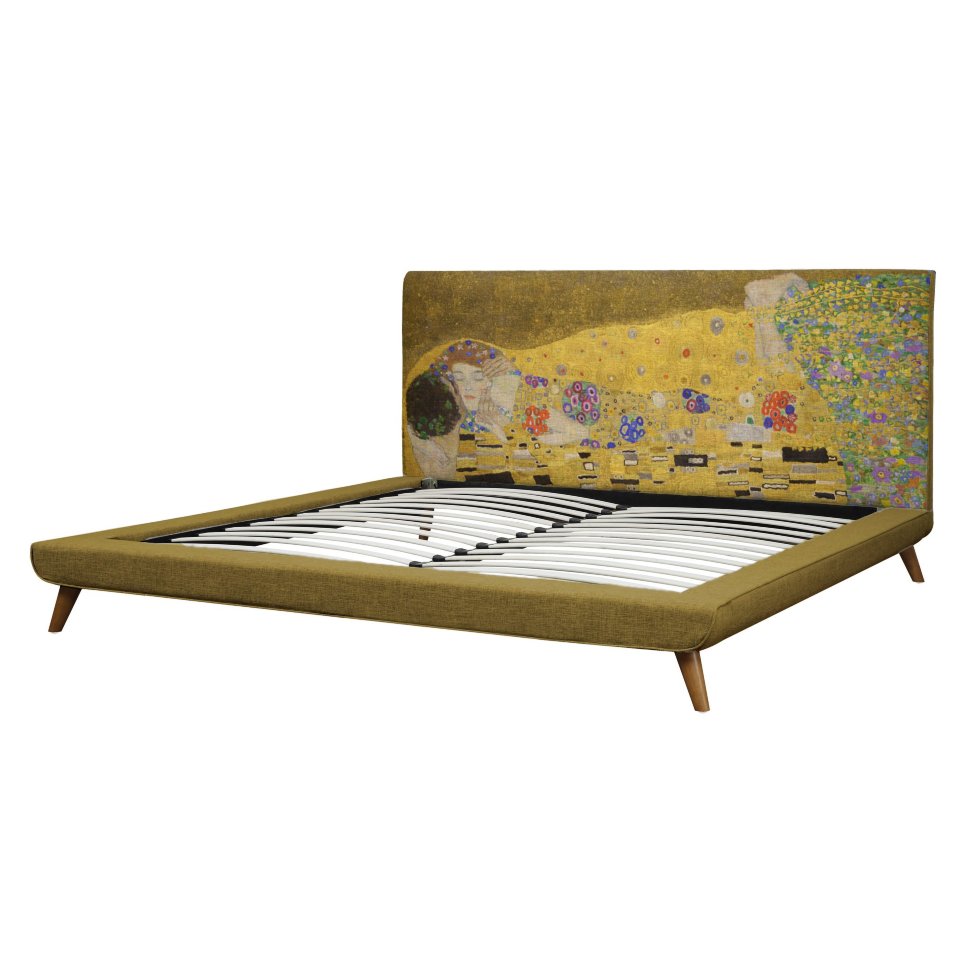 Кровать двуспальная 160х200 желтая The Kiss ICON DESIGNE ДИЗАЙНЕРСКИЕ 096844 Желтый;коричневый;разноцветный  - Вид №1