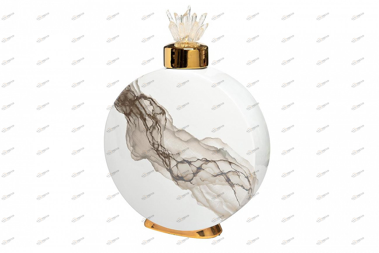 Ваза керамическая с крышкой 39 см бело-серая 55RD4283L GARDA DECOR ДИЗАЙНЕРСКИЕ 00-3880519 Белый;серый 