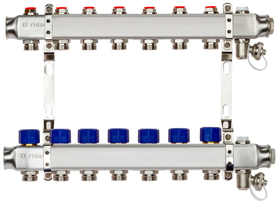 91054661 Коллектор Ридан SSM-7R set на 7 выходов 1"x3/4" нержавеющая сталь STLM-0807124